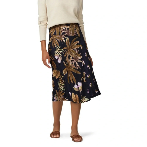 Vince Mixed Tropical Print Midi Wrap Skirt in Navy & Lilac Size 0/XS - Picture 6 of 14